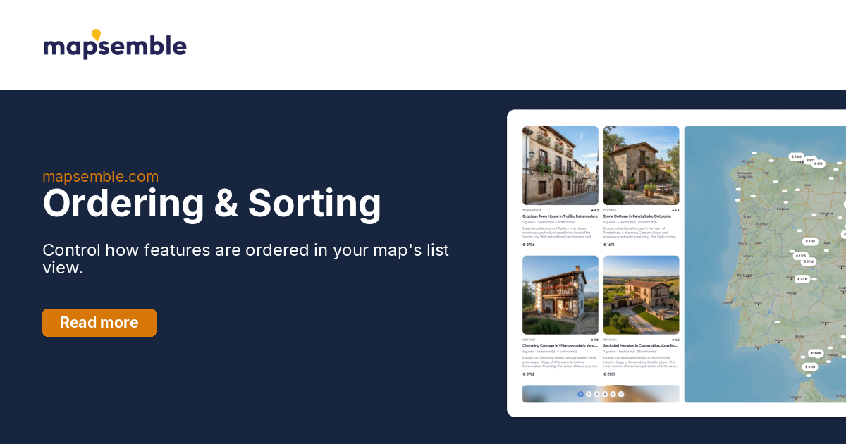 Ordering & Sorting | Mapsemble Docs